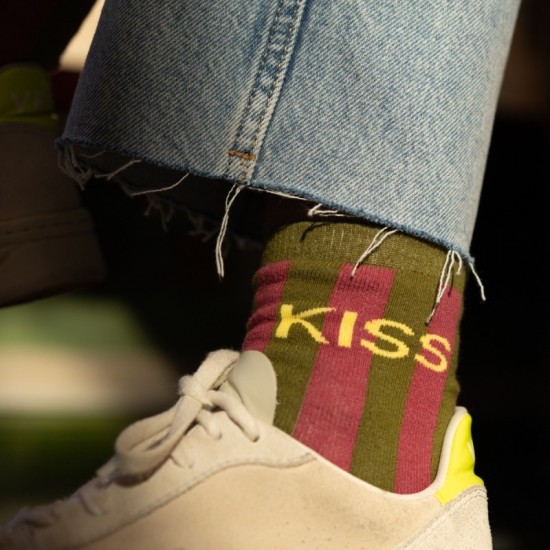 BillyBelt | Chaussettes kiss vert rose 2